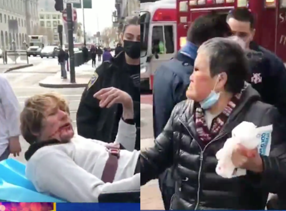 Menschen, die während der Pandemie gegen die Welle asiatischer Hassverbrechen protestieren.