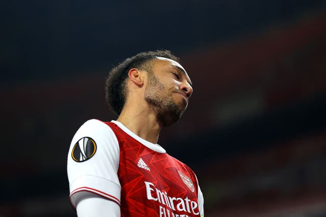 <p>Aubameyang was dropped for the derby win over Tottenham last week</p>