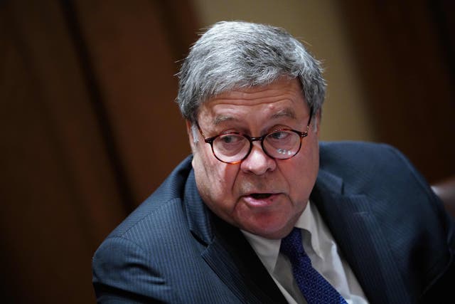 (FILES) In this file photo taken on September 23, 2020, US Attorney General William Barr speaks during a discussion with state attorneys general on protection from social media abuses in the Cabinet Room of the White House in Washington, DC. - Barr said on December 1, 2020, that the Justice Department has found no evidence of voter fraud significant enough to reverse Democrat Joe Biden's defeat of President Donald Trump in the November 3 election. (Photo by MANDEL NGAN / AFP) (Photo by MANDEL NGAN/AFP via Getty Images)