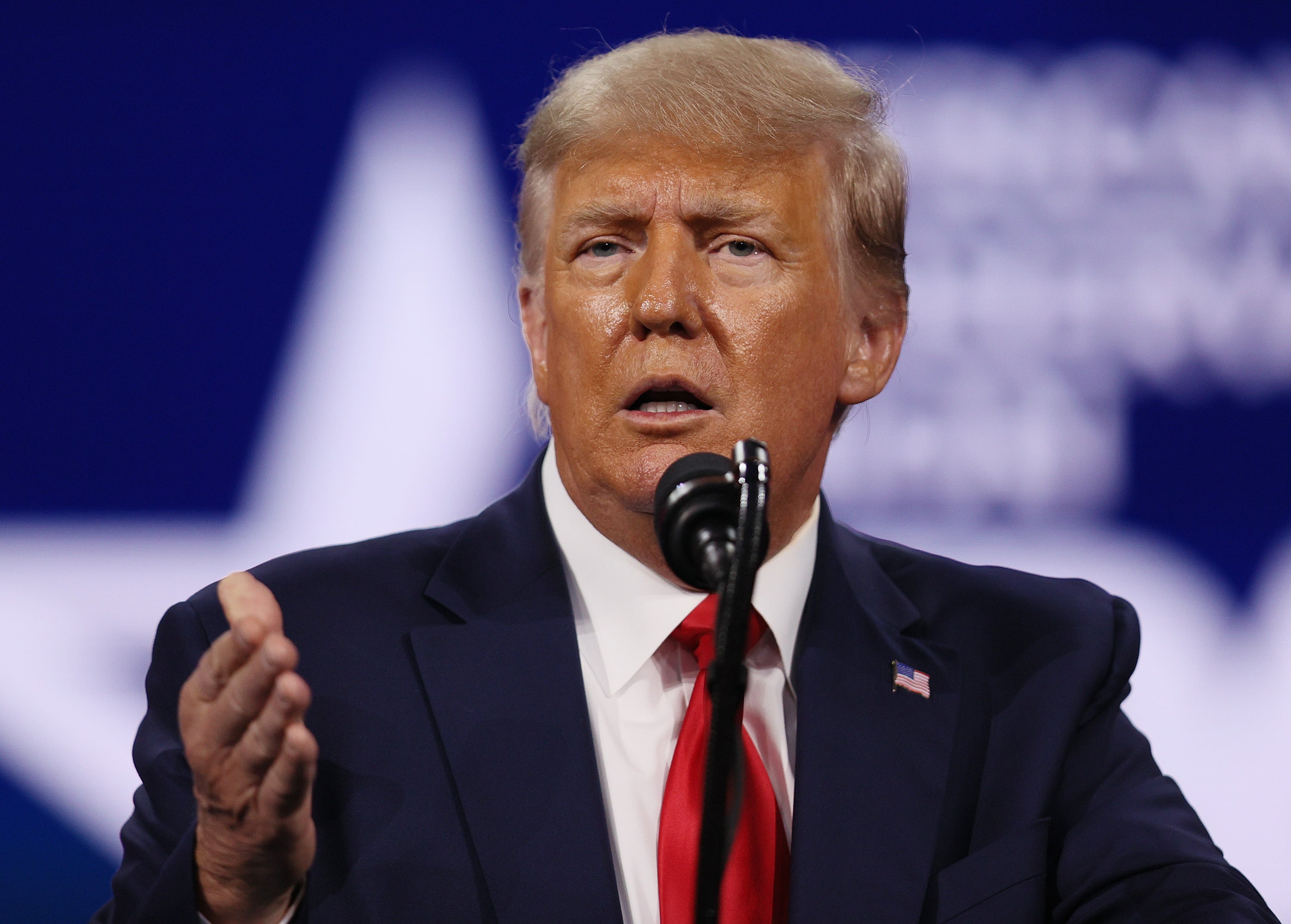 Donald Trump addresses the Conservative Political Action Conference on 28 February, 2021 in Orlando, Florida.