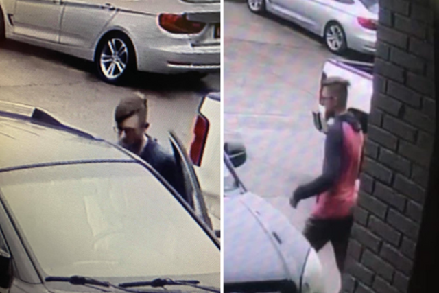 <p>Security footage released by the Cherokee Sheriff’s Office in Georgia shows the 21-year-old suspect, Robert Long, getting into a car</p>