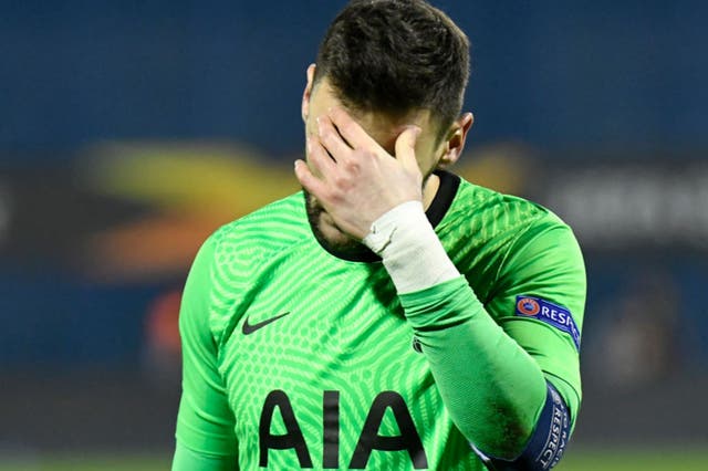 Hugo Lloris reacts to Tottenham’s defeat