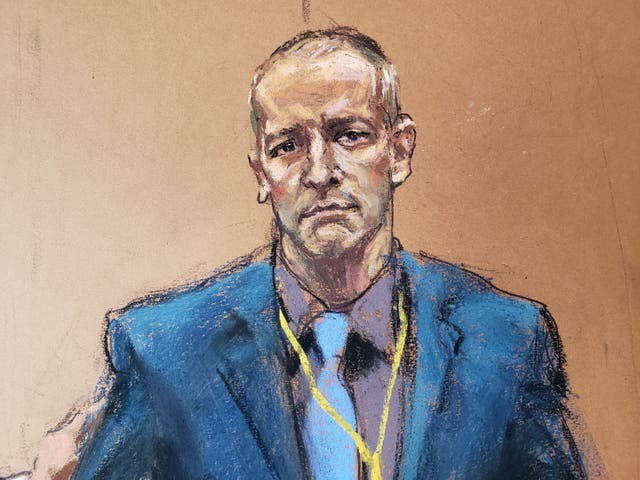 <p>A courtroom sketch of Derek Chauvin, the former Minneapolis police officer facing murder charges in the death of George Floyd.</p>