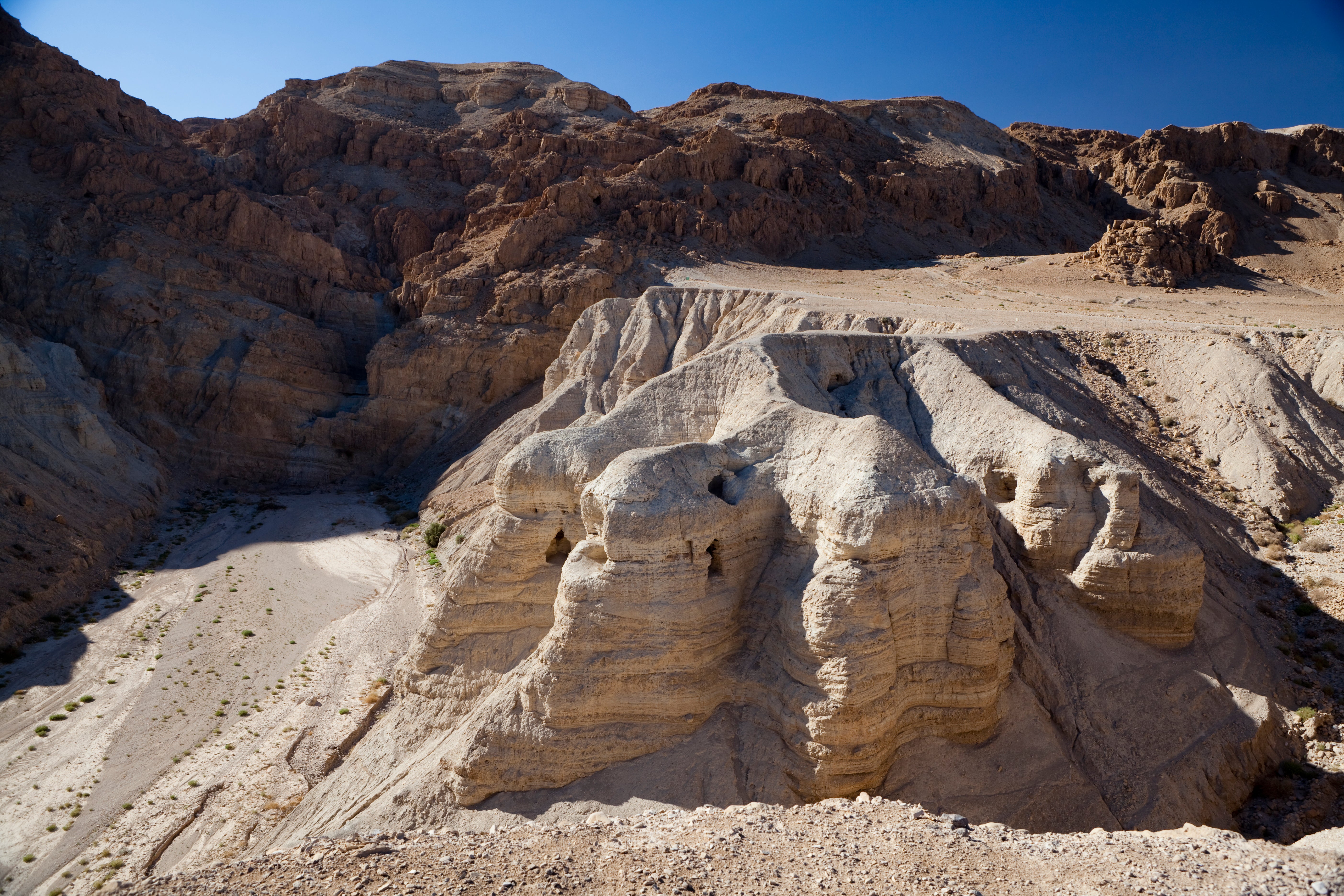 The caves of Qumran, on the edge of the Dead Sea in Israel
