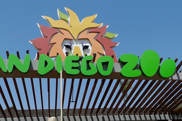 <p> In this June 11, 2020, file photo, a sign is near the entrance to the San Diego Zoo in San Diego. </p>