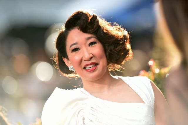 <p>Host and Best Performance by an Actress in a Television Series Drama "for Killing Eve" nominee Sandra Oh arrives for the 76th annual Golden Globe Awards on January 6, 2019, at the Beverly Hilton hotel in Beverly Hills, California.</p>