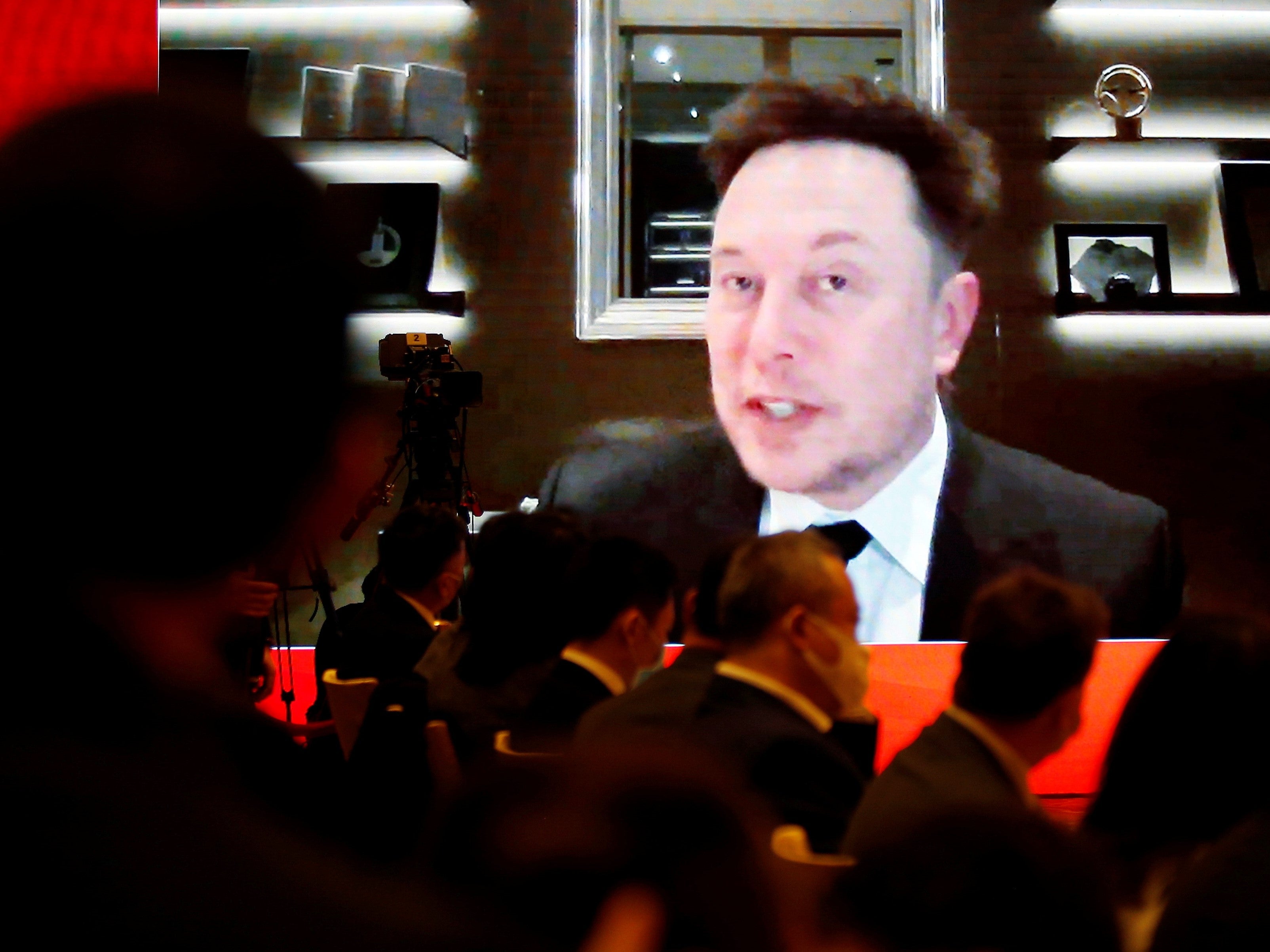 Tesla CEO Elon Musk attends via video link a session at the China Development Forum held in Beijing, China 20 March, 2021