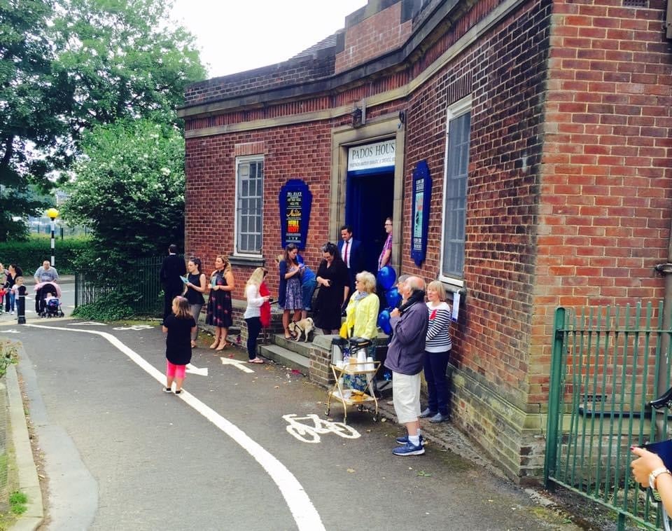 A community event being staged outside the theatre