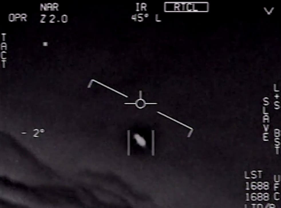 <p>Footage released by DoD of unidentified flying object (UFO)</p>