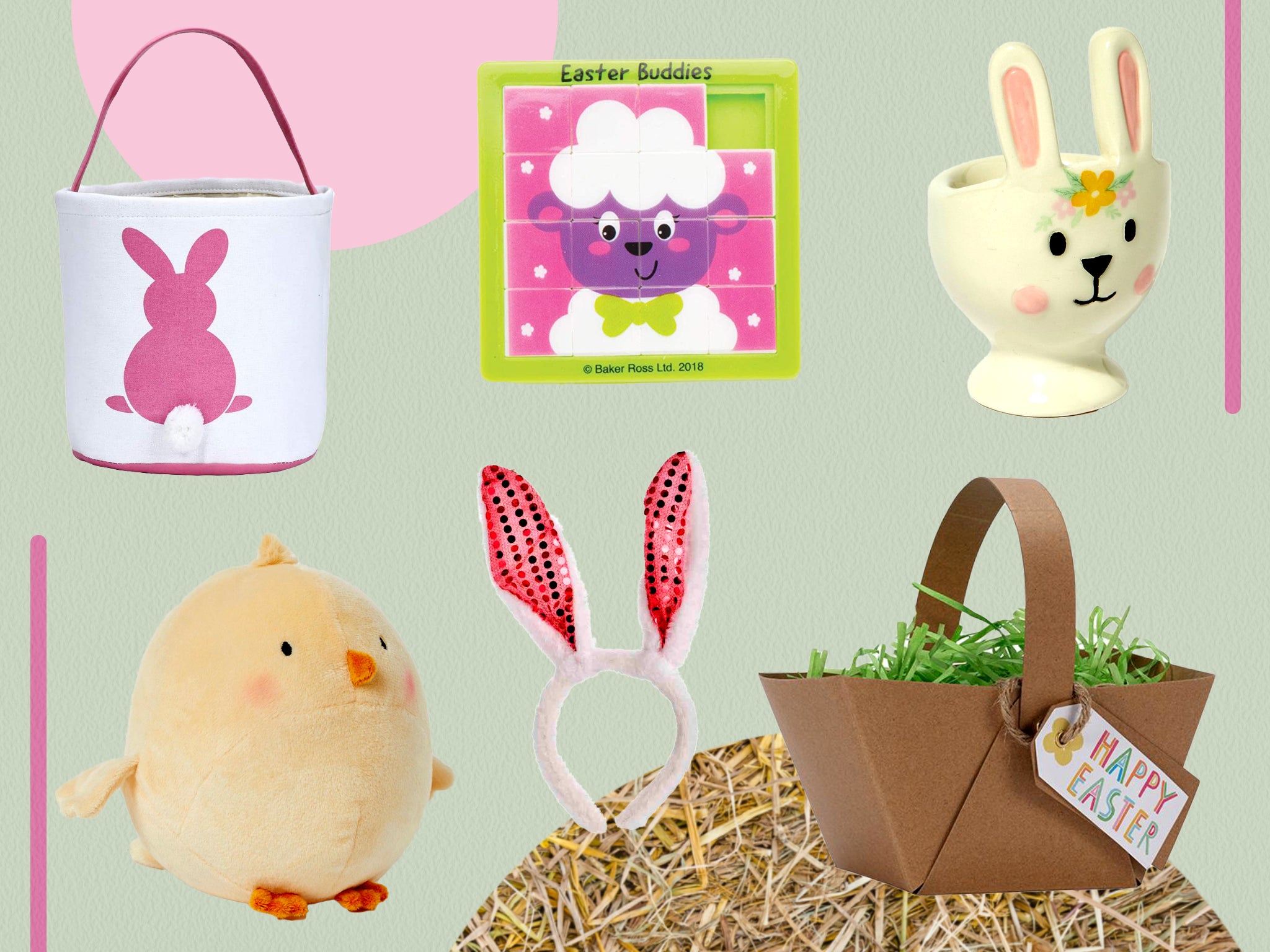 Bunny Ear Bags Round Rabbit Gift Easter Bunny Baskets for Kids to Carry Candy Gifts to Festival Party 