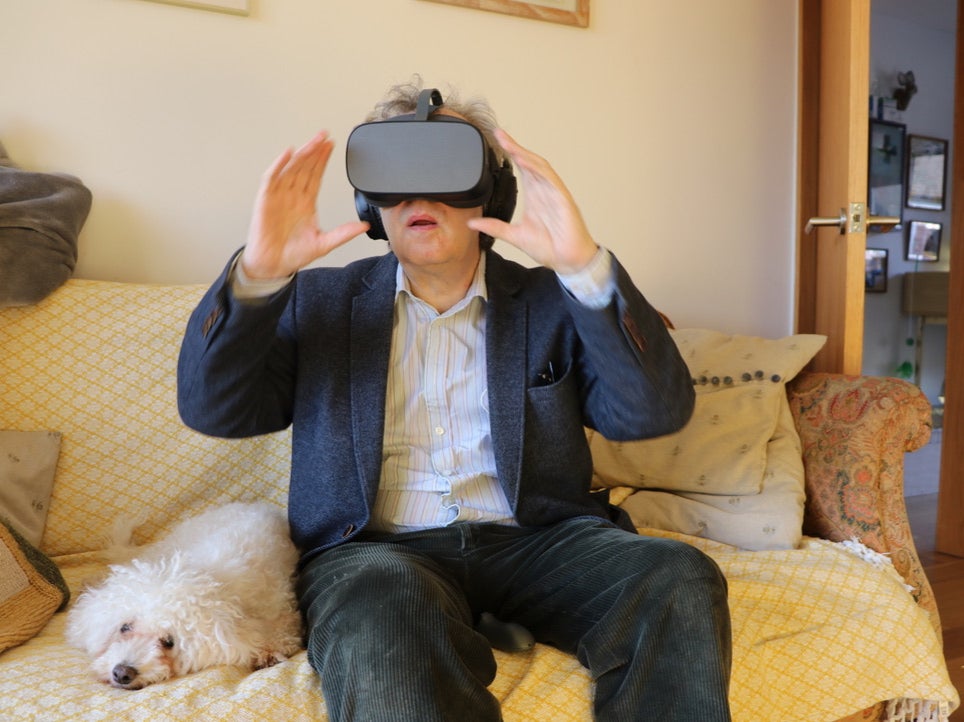 The author and friend, Dahli, leave Covid behind and go for a virtual reality test drive