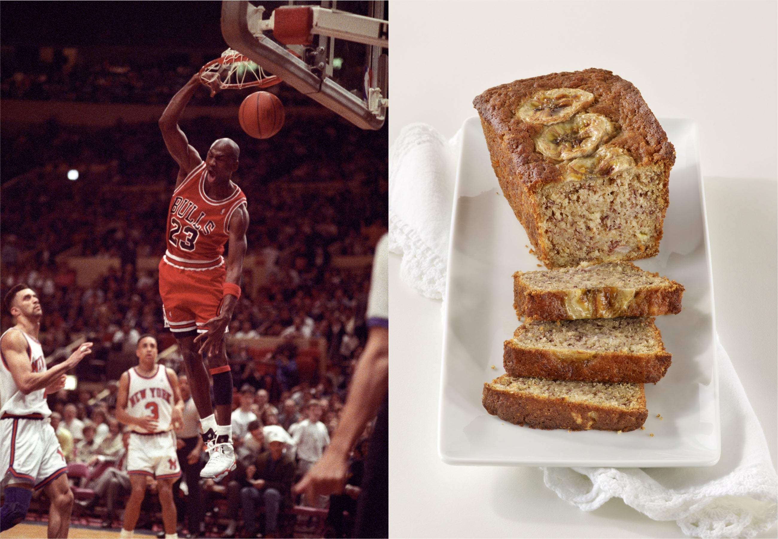 Composite of Michael Jordan and banana bread