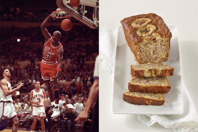 Composite of Michael Jordan and banana bread