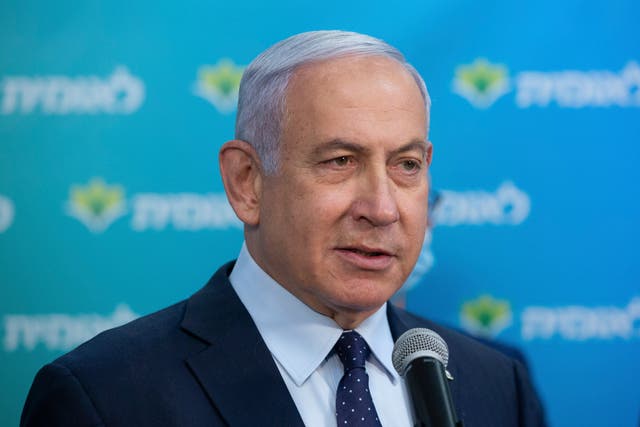 Israel prime minister Benjamin Netanyahu is pictured at a vaccination centre in Jerusalem on 16 February, 2021.