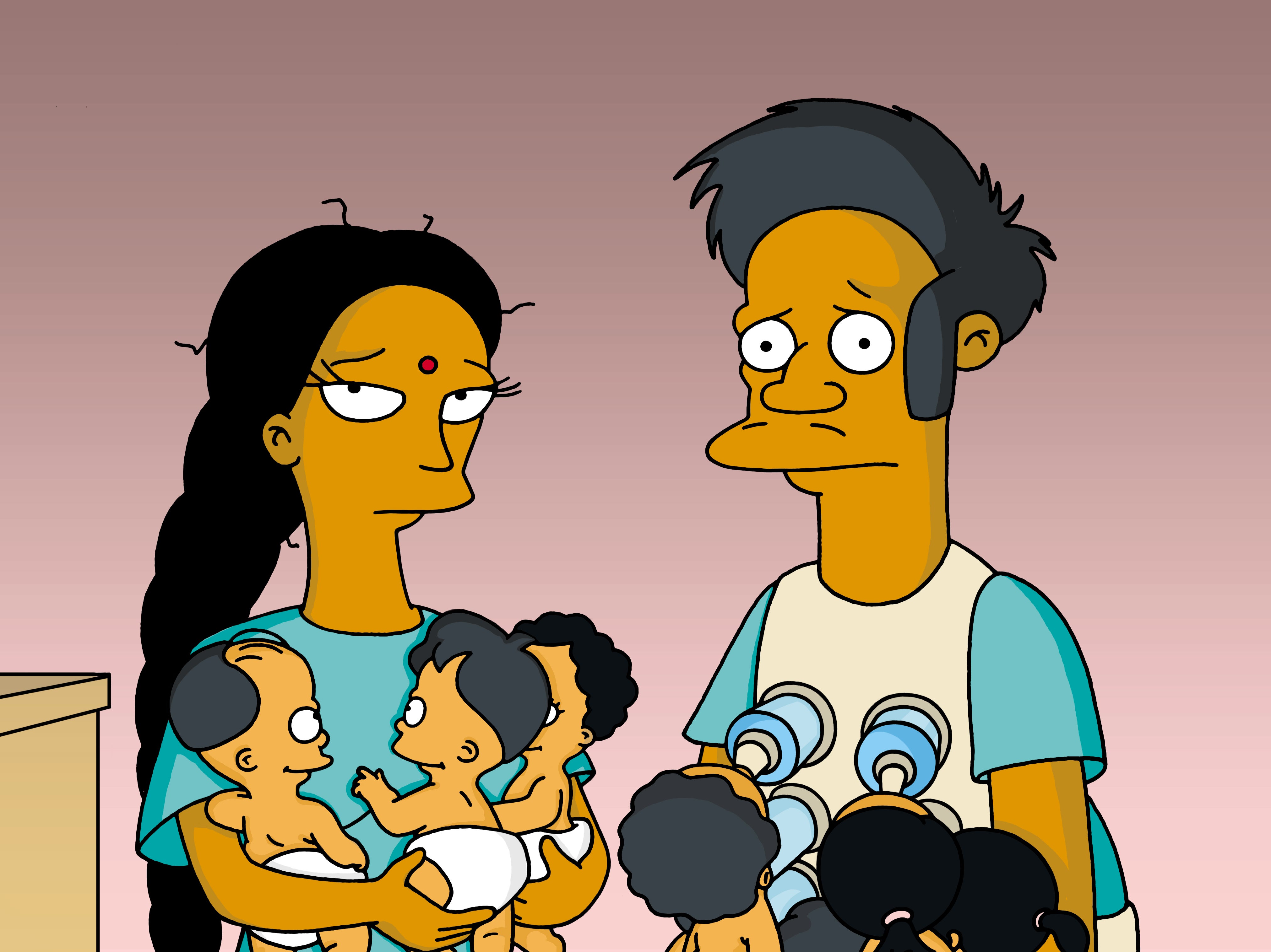 Apu and Manjula in The Simpsons
