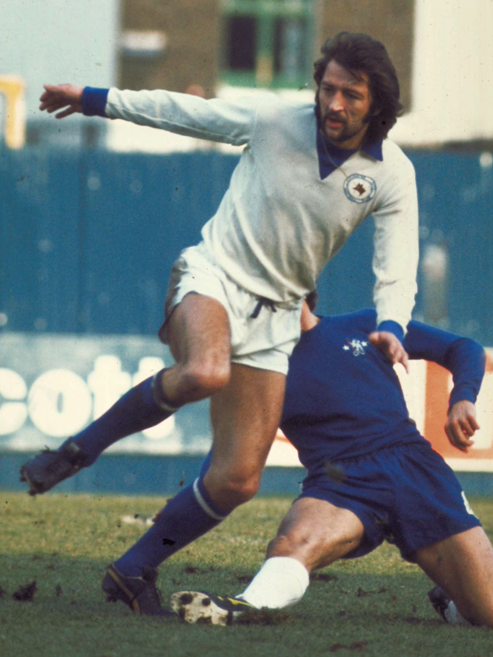 Leicester's Frank Worthington in action