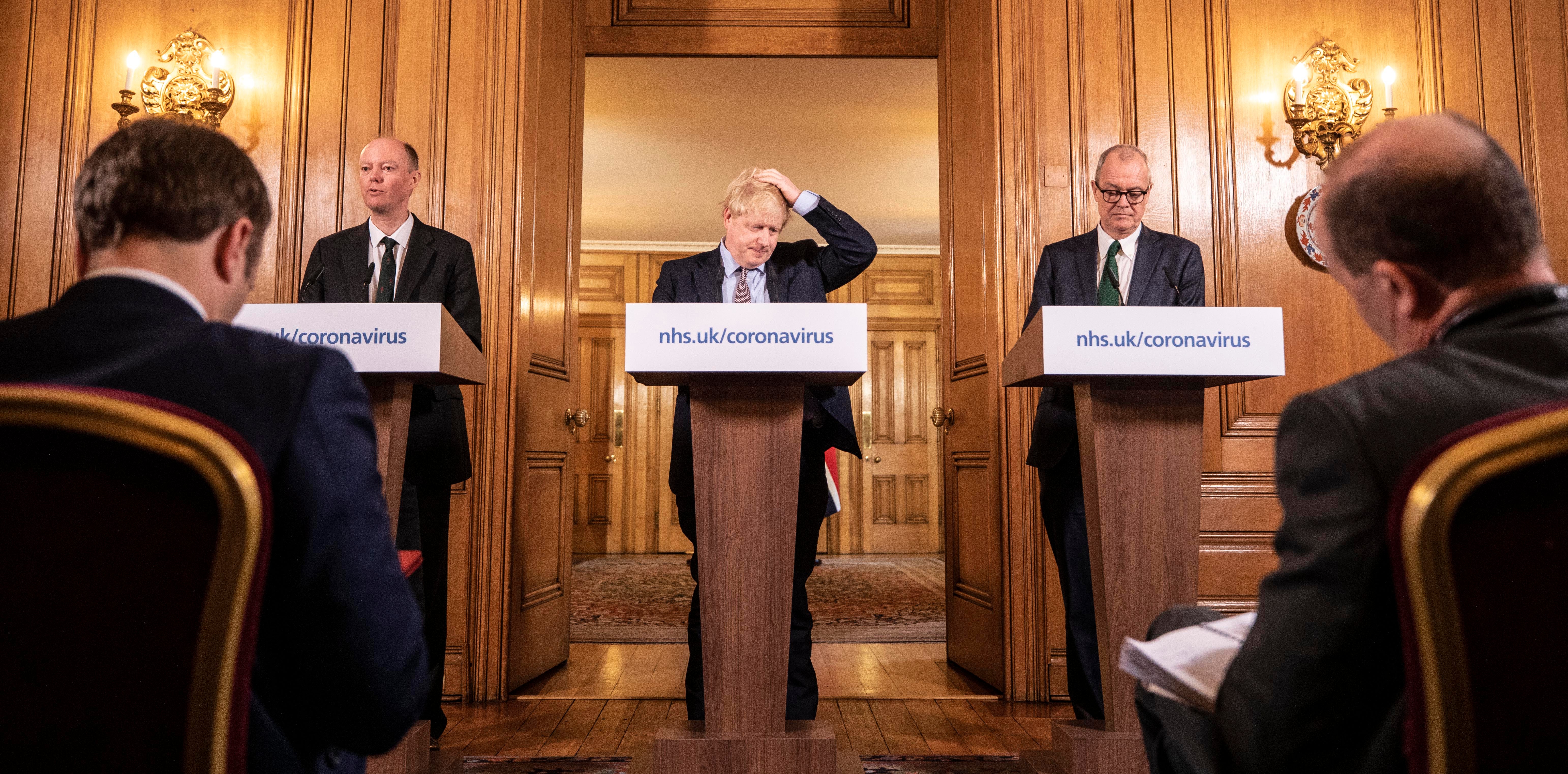 Boris Johnson at the first coronavirus daily press conference on 16 March 2020