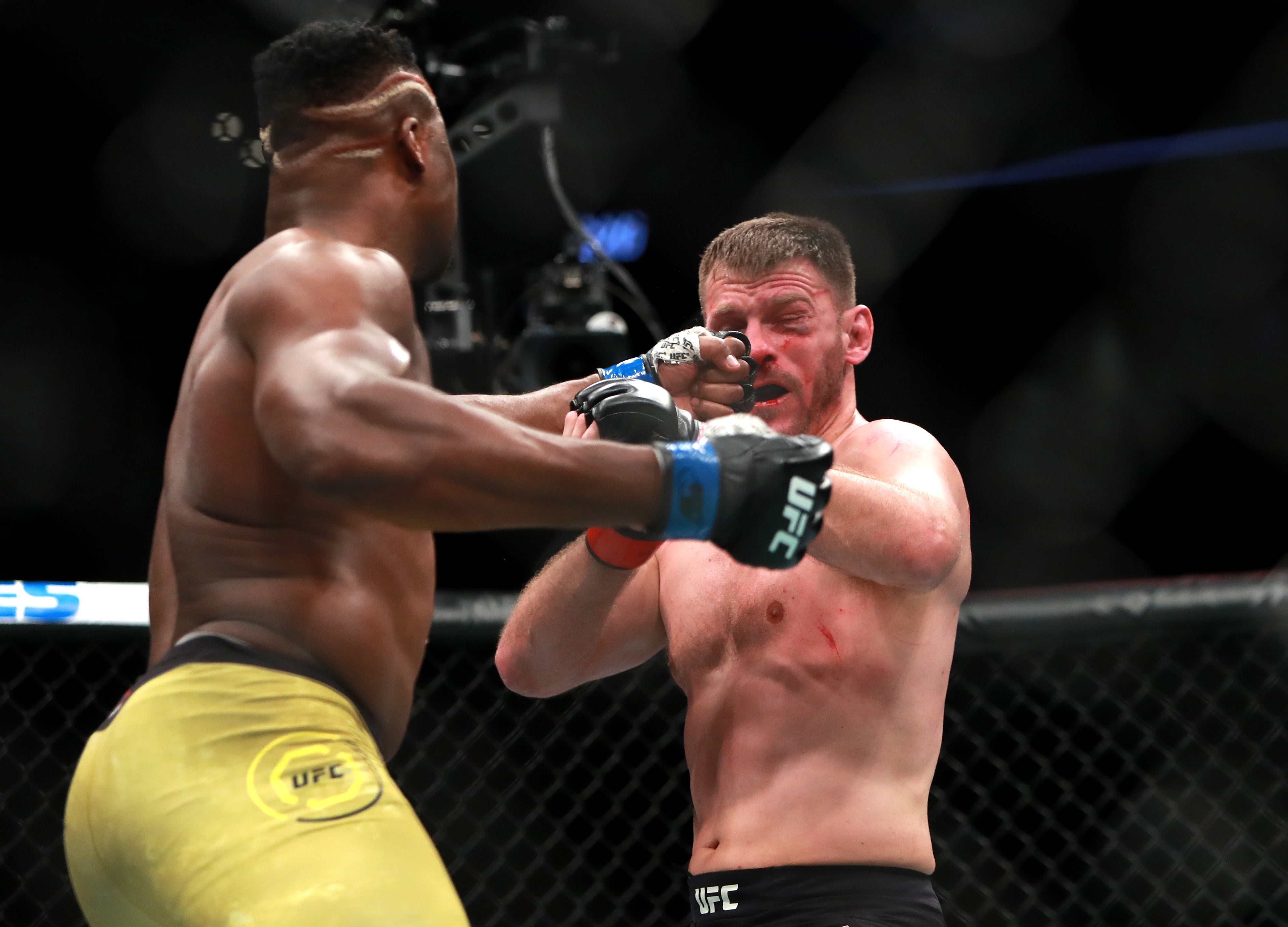 Miocic survived some powerful strikes from Ngannou in the pair’s first meeting