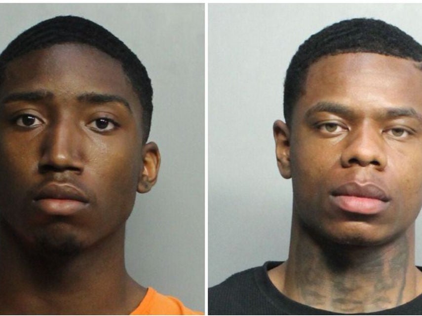 Evoire Collier, 21, left, and Dorian Taylor, 24, right, are accused of drugging and rapping a young women in Miami Beach