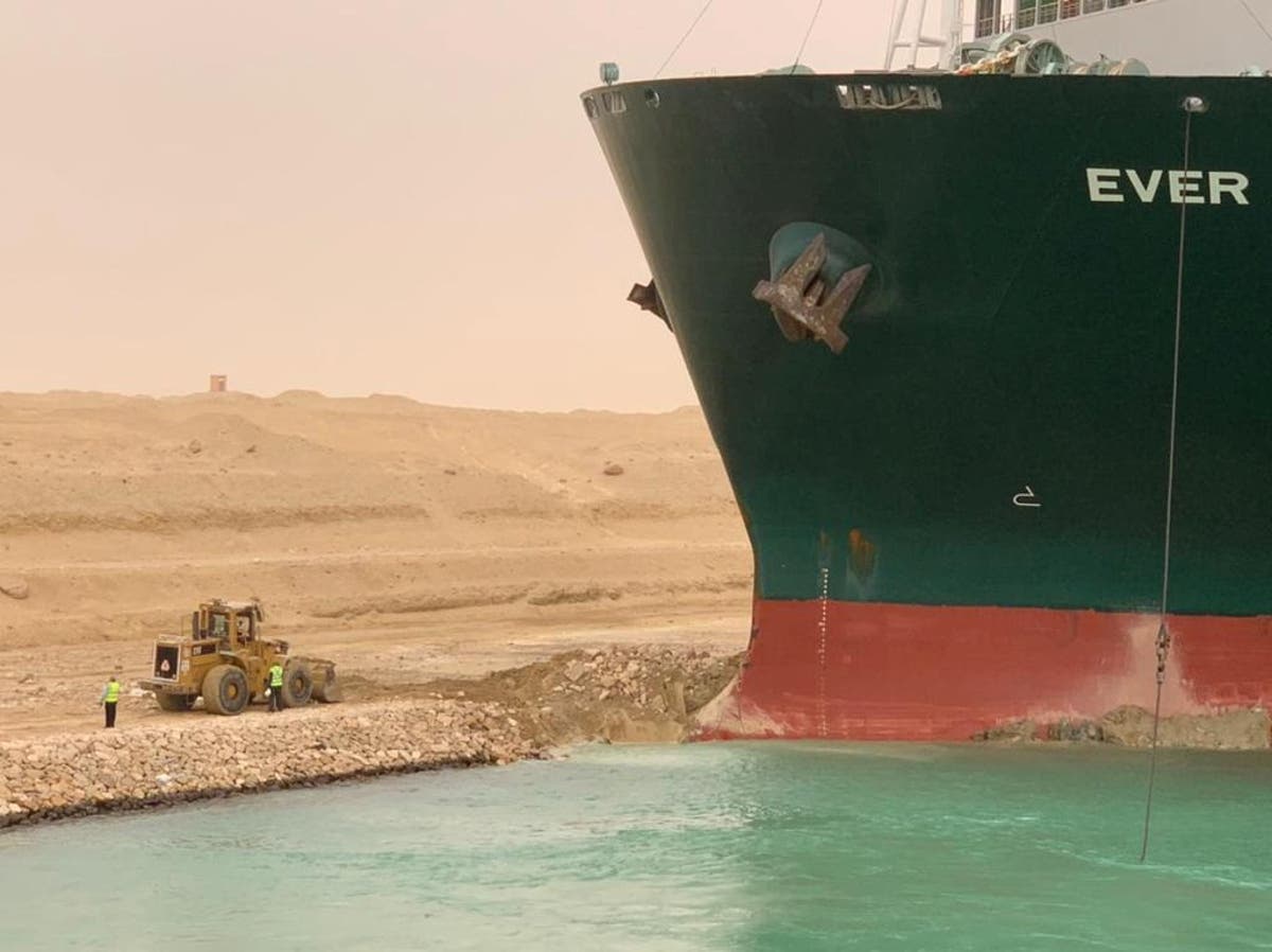 Suez Canal: Stranded container ship Ever Given &lsquo;partially refloated&rsquo; after blocking world famous trade route