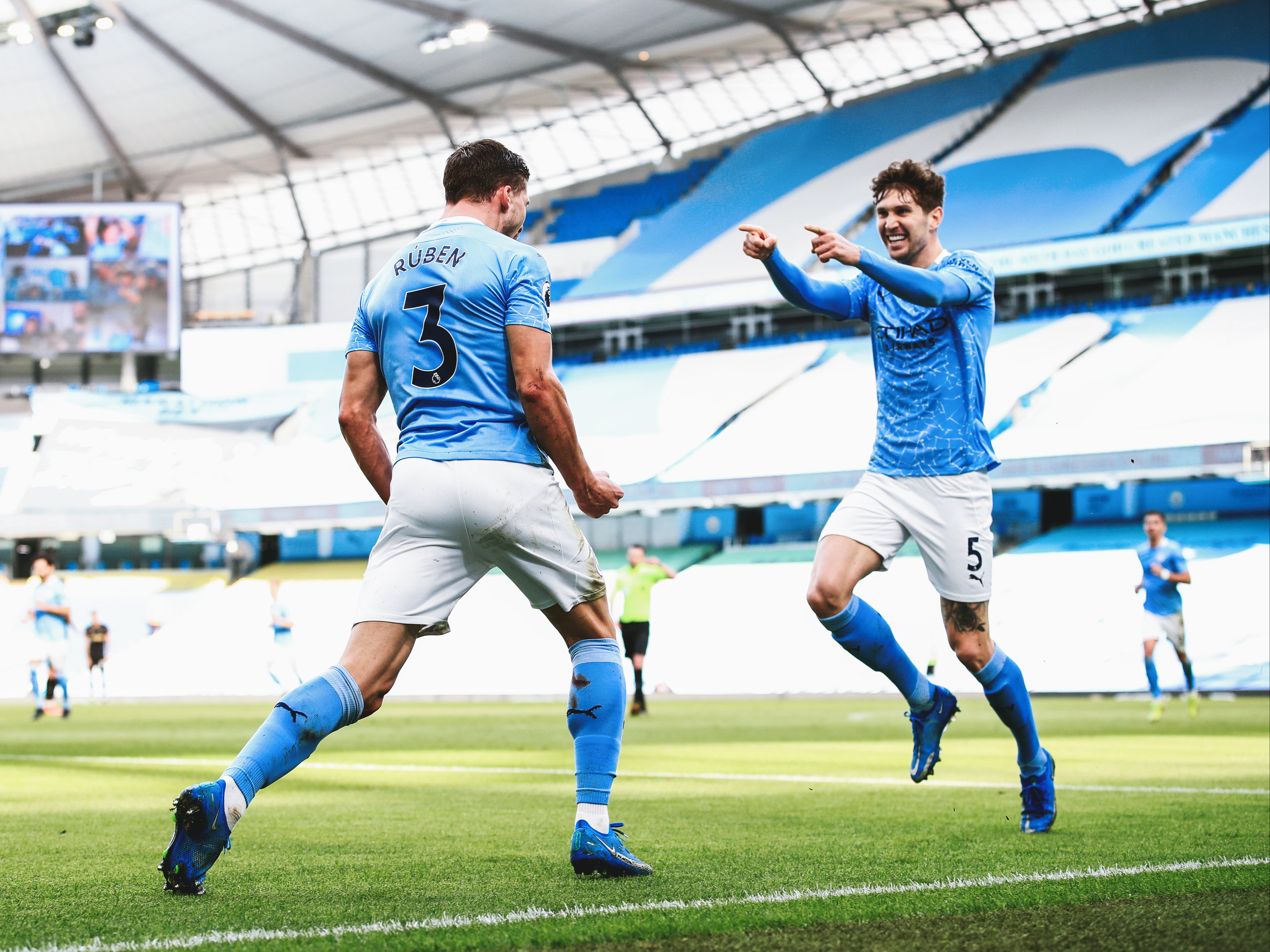 Man City defenders John Stones and Ruben Dias