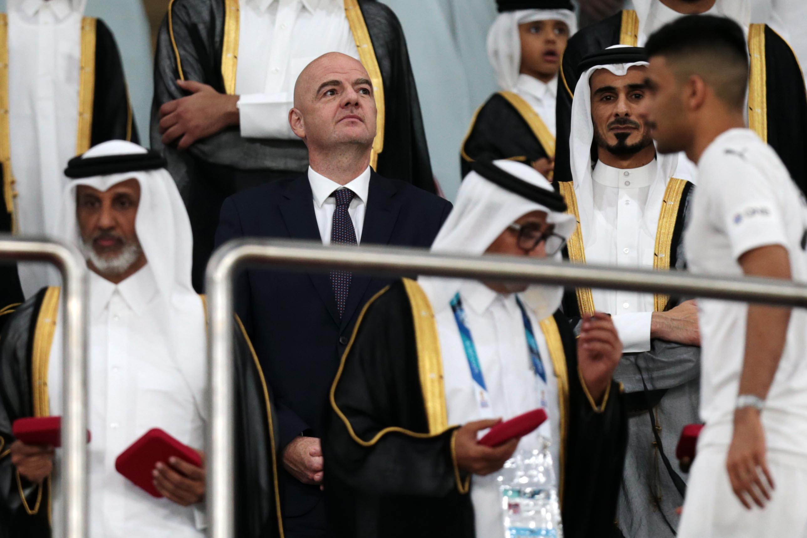 FIFA President Gianni Infantino at Al Wakrah Stadium in Qatar