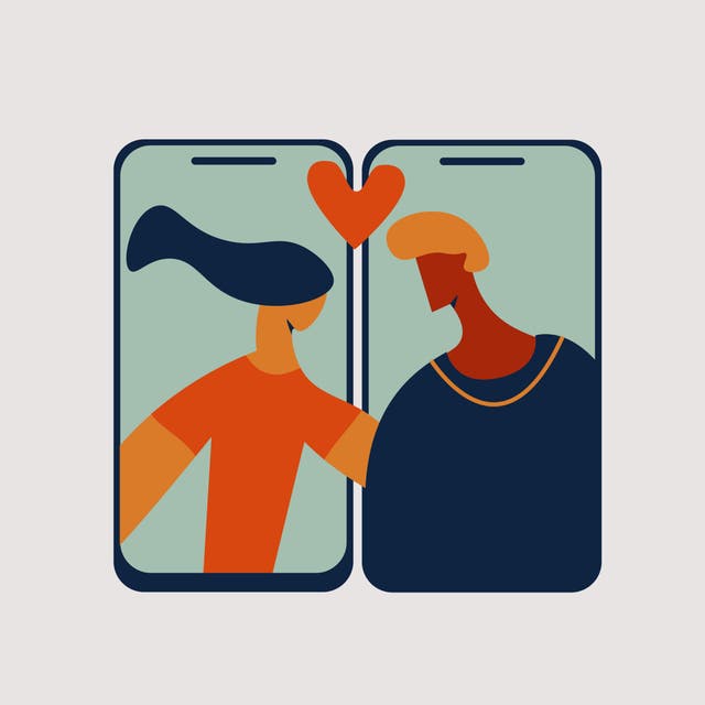 Illustration showing two people matched on a dating app