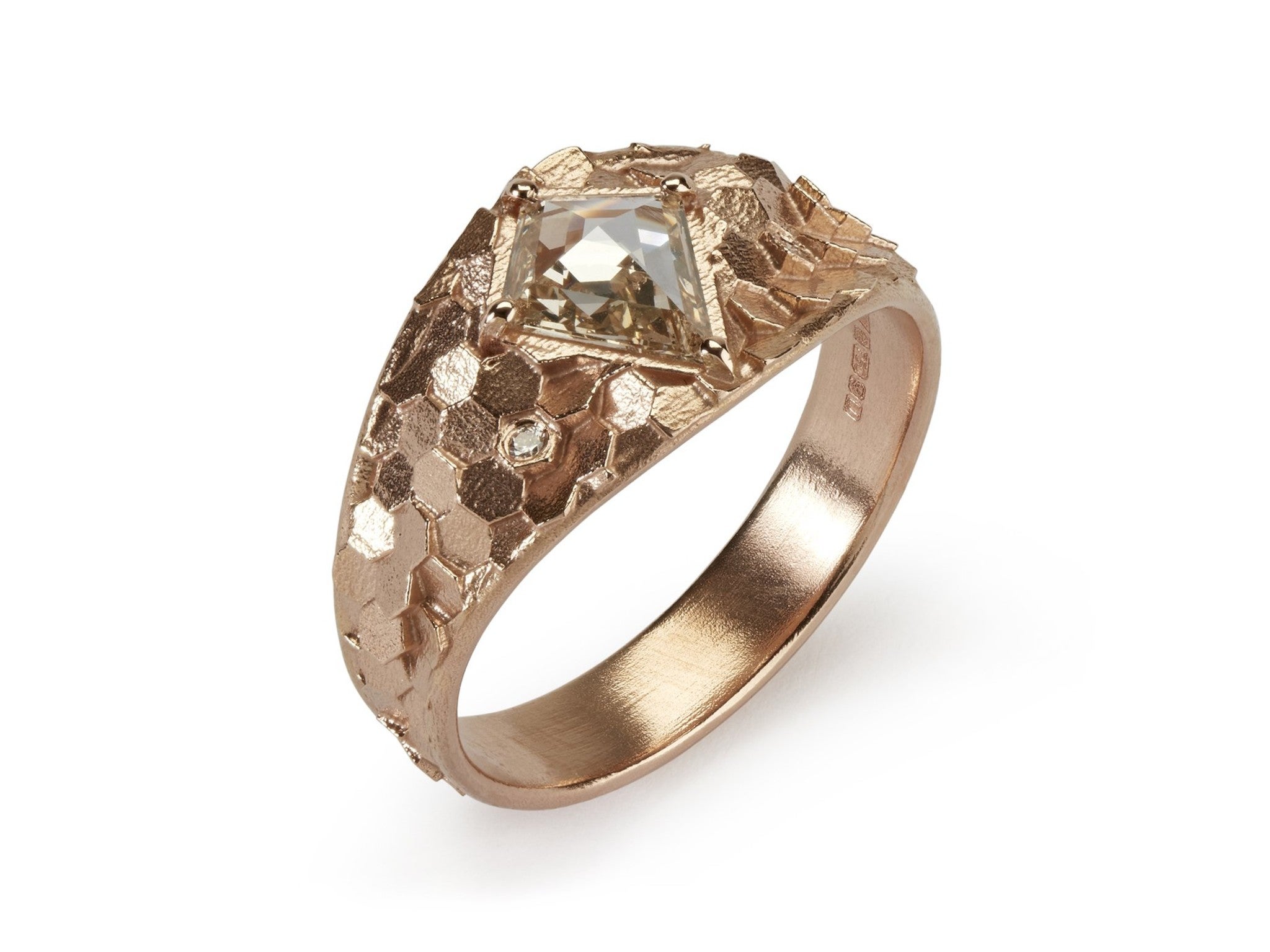 Jo Hayes Ward tapered hex ring with kite shaped rose cut diamond  indybest.jpg