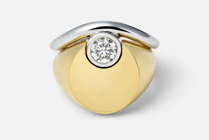 Sam Ham solid solitaire platinum engagement ring with gold wedding band indybest