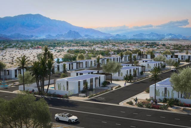 <p>The 3D-printed homes in the Coachella Valley will be powered by solar</p>