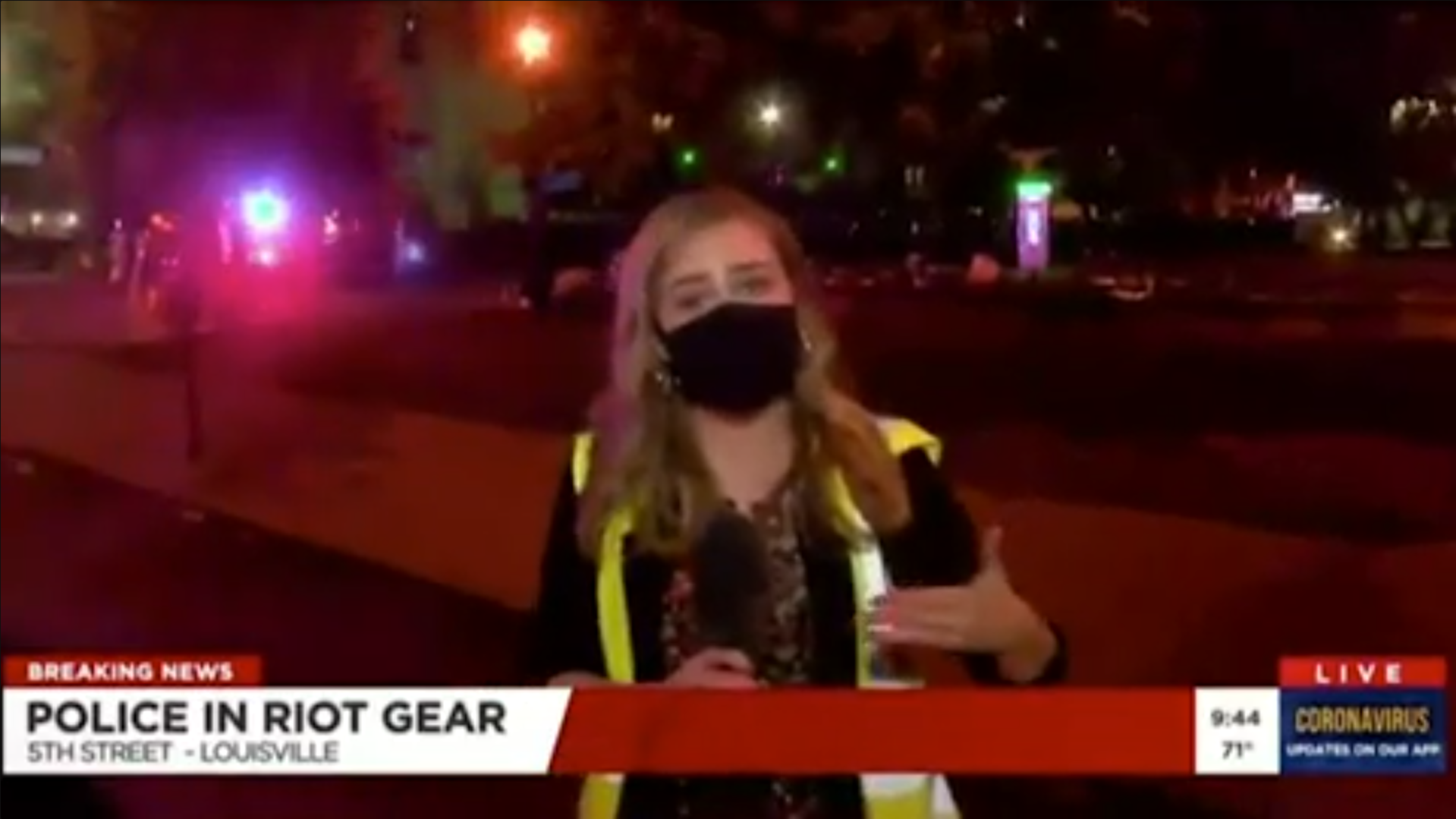 <p>TV footage shows reporters fired with pepper bullets by police in Louisville </p>