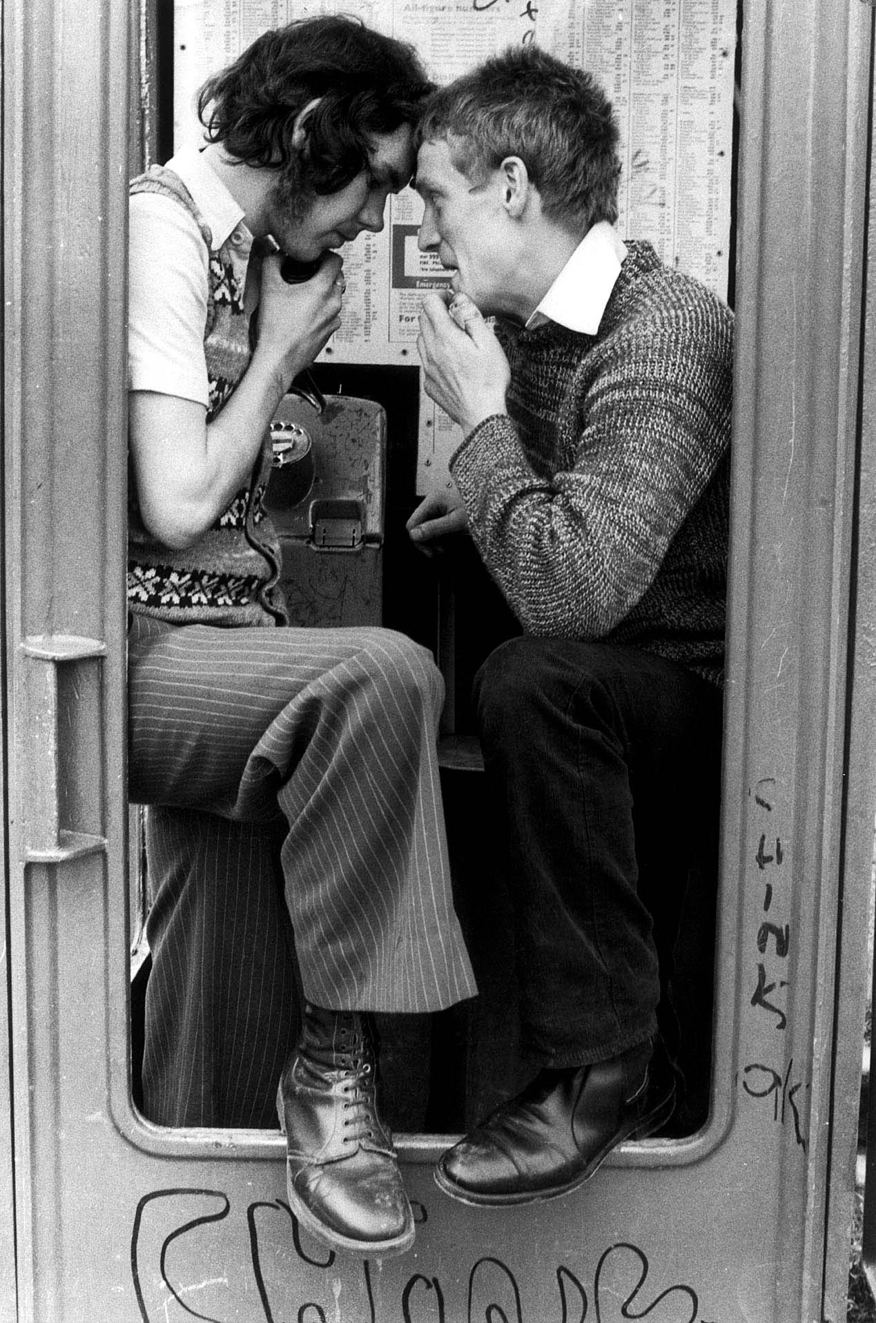 Robo and Carl in the phonebox, Youth Unemployment (1981)