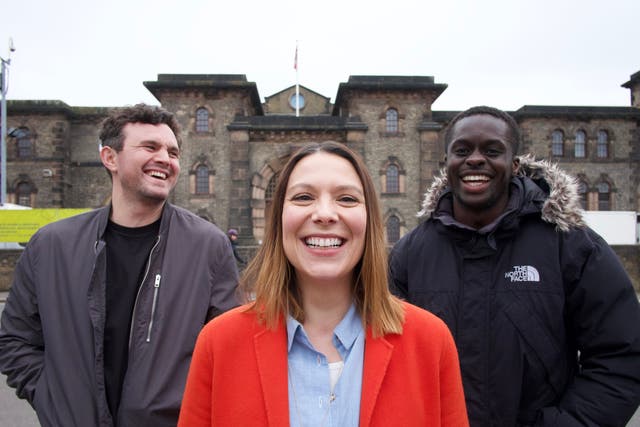 <p>‘Banged Up’ podcasters (from left) Rob Morrison, Claire Salama and Mike Boateng</p>