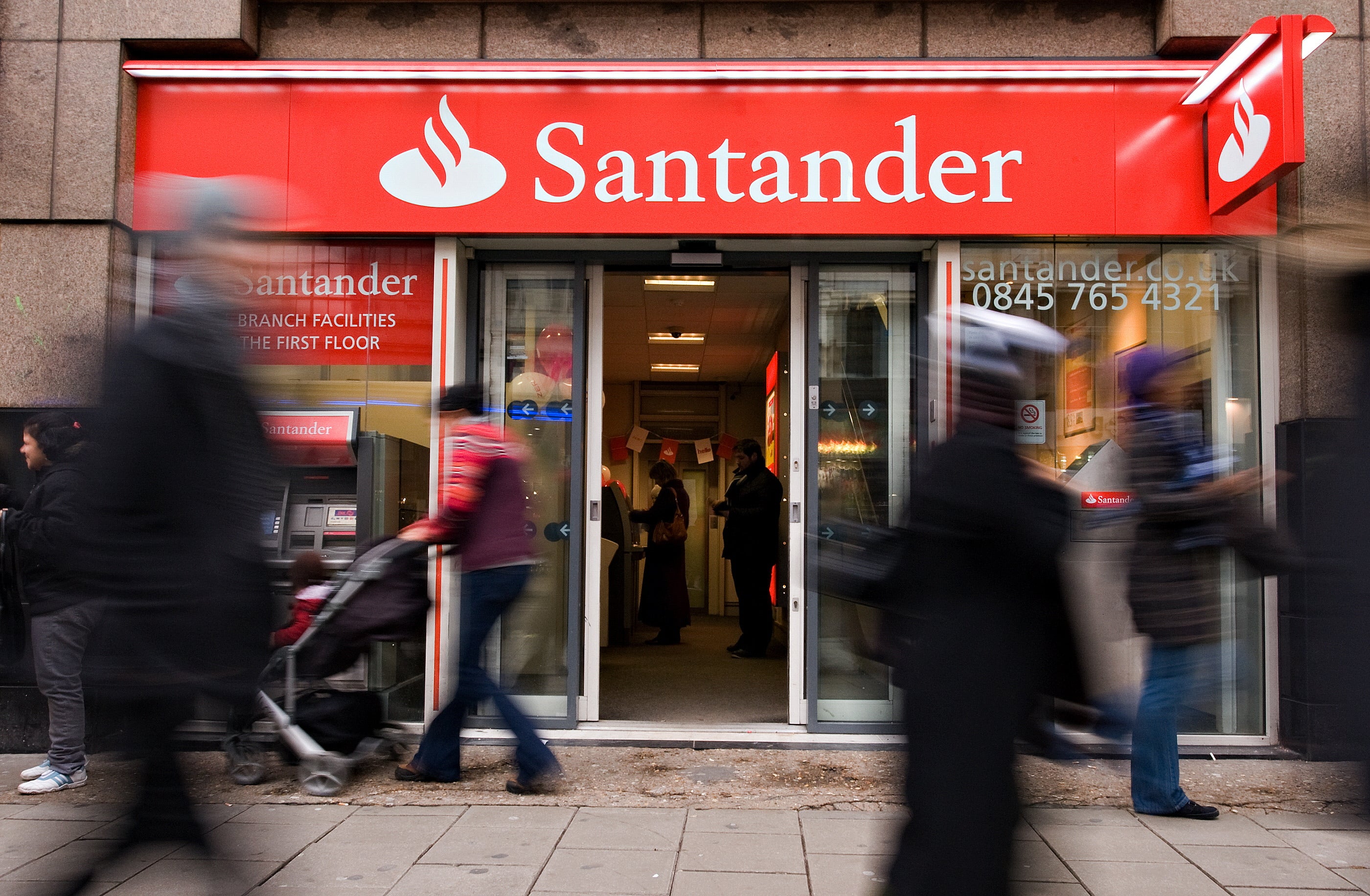 Santander says branch transactions fell by a third over the two years before the pandemic and halved again in 2020