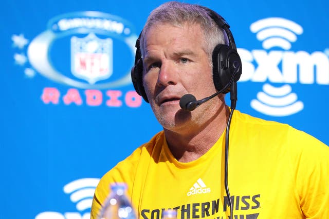 <p>Former NFL player Brett Favre speaks onstage during day 3 of SiriusXM at Super Bowl LIV on January 31, 2020 in Miami, Florida</p>