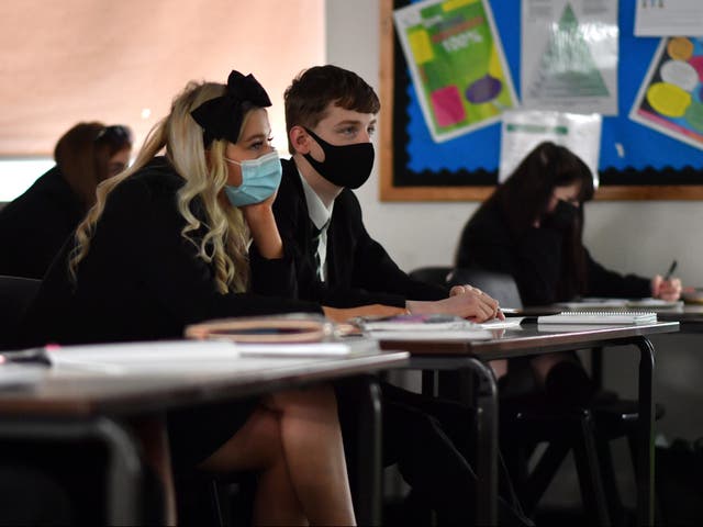 The government has recommended secondary school students wear face masks in the classroom - unless social distancing is possible - since 8 March