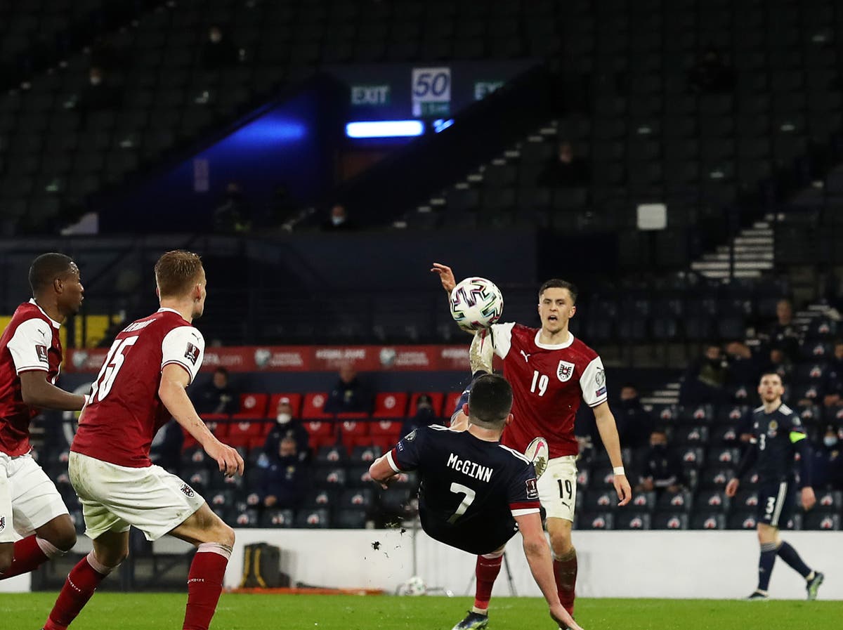 Scotland earn late draw against Austria after clever John McGinn overhead kick