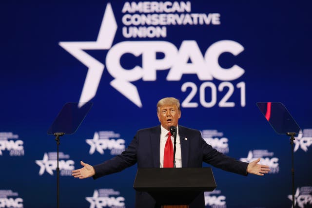 <p>File Image: Former President Donald Trump addresses the Conservative Political Action Conference held in the Hyatt Regency on 28 February 2021 in Orlando, Florida</p>