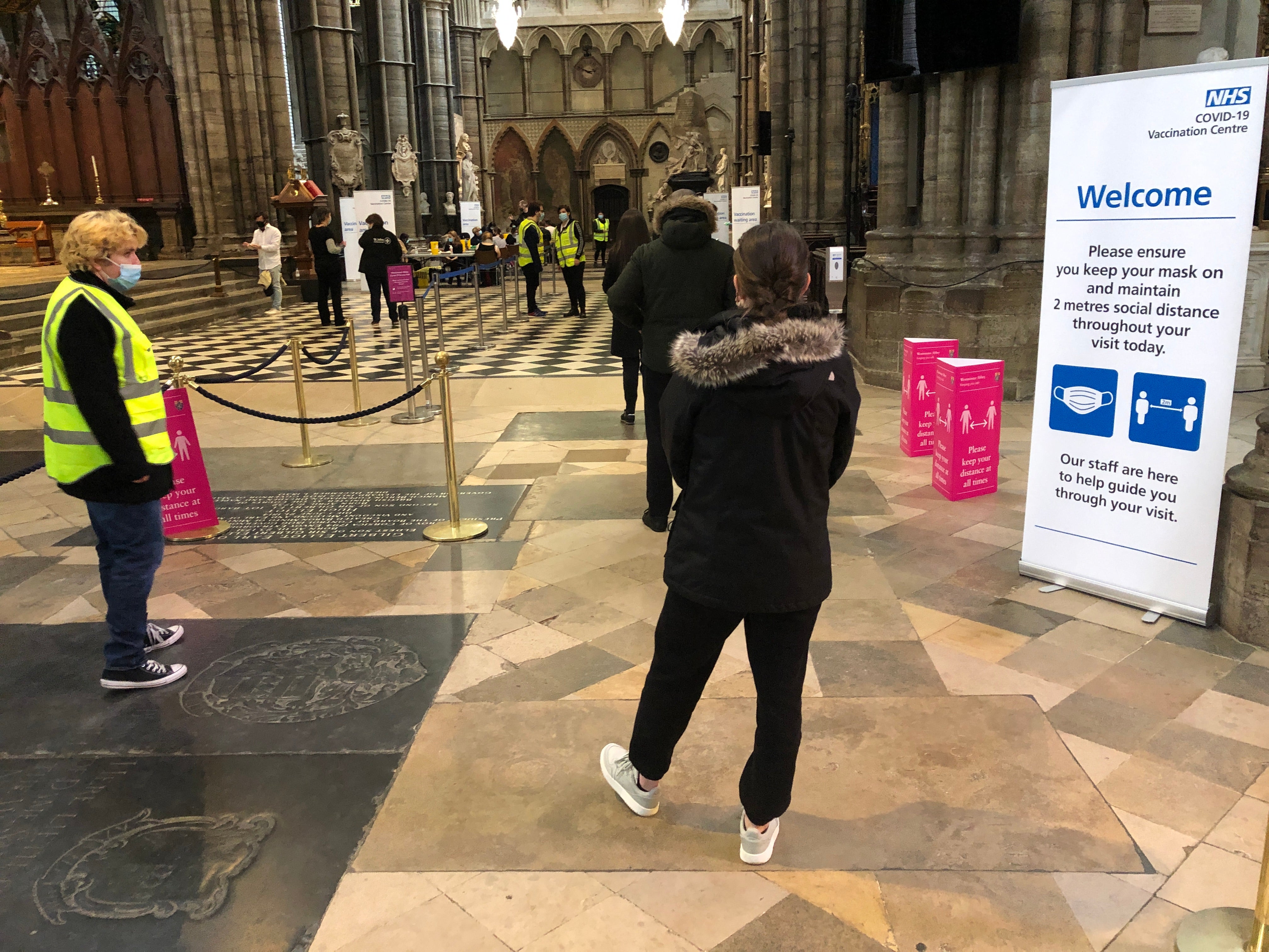 Waiting game: the vaccination centre in Westminster Abbey, central London