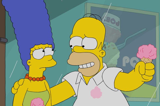 Homer and Marge in a season 32 episode of The Simpsons