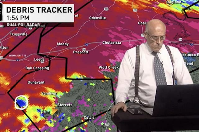 <p>Chief meteorologist for ABC 33/40 in Birmingham took a moment to text his wife during the surreal moment to ‘make sure she’s in the shelter’</p>