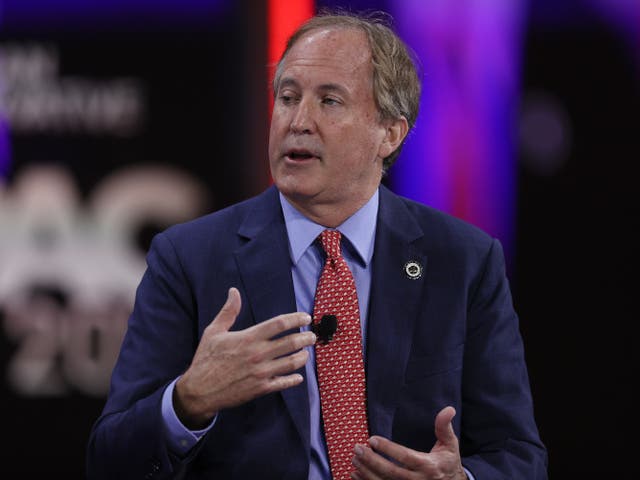<p>Ken Paxton, Texas Attorney General, speaks during the Conservative Political Action Conference on February 27, 2021 in Orlando, Florida. </p>