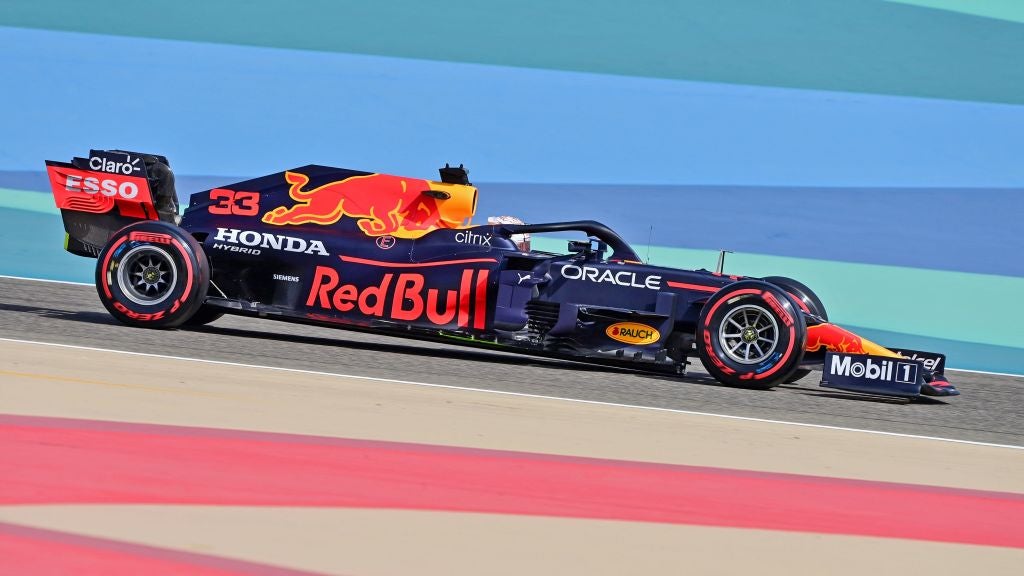 Max Verstappen races in Bahrain