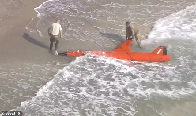 A US Air Force drone washed up on a Florida beach after it was shot down during a training exercise 