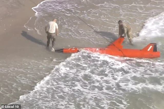 A US Air Force drone washed up on a Florida beach after it was shot down during a training exercise 