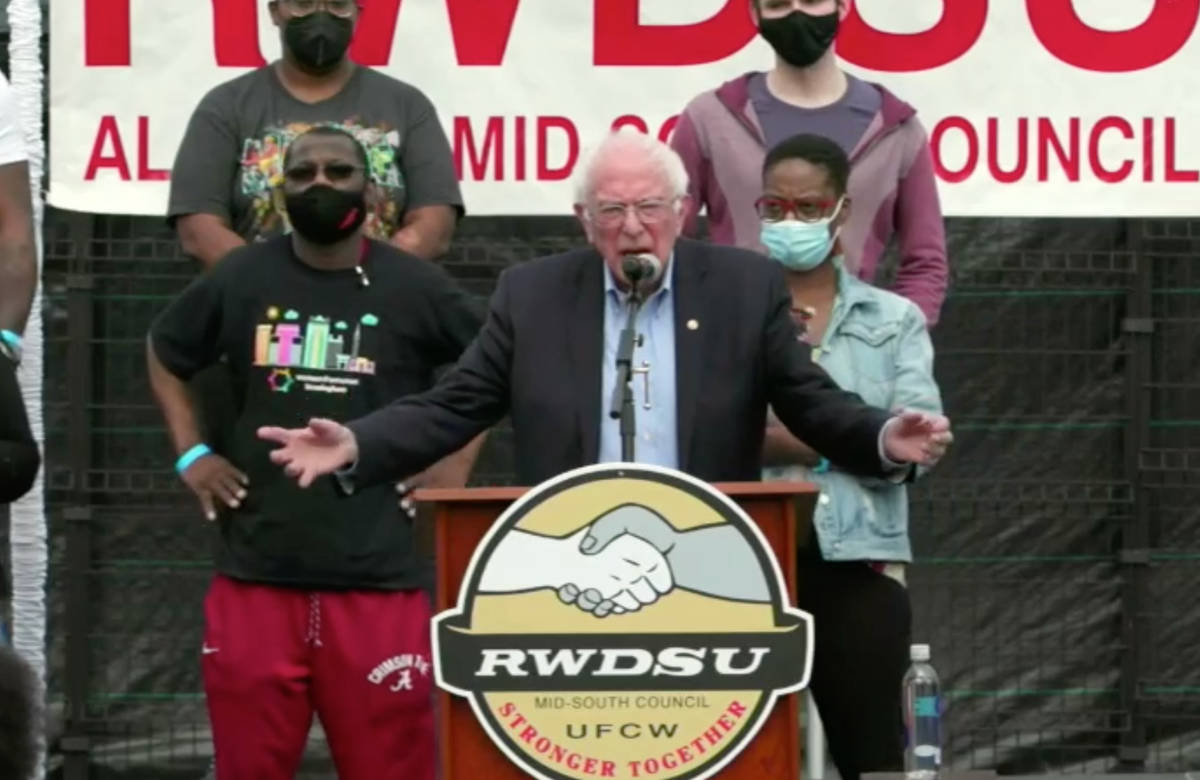 ‘If you succeed here, it will spread’: Bernie Sanders gathers Amazon workers in Alabama before the historic union vote