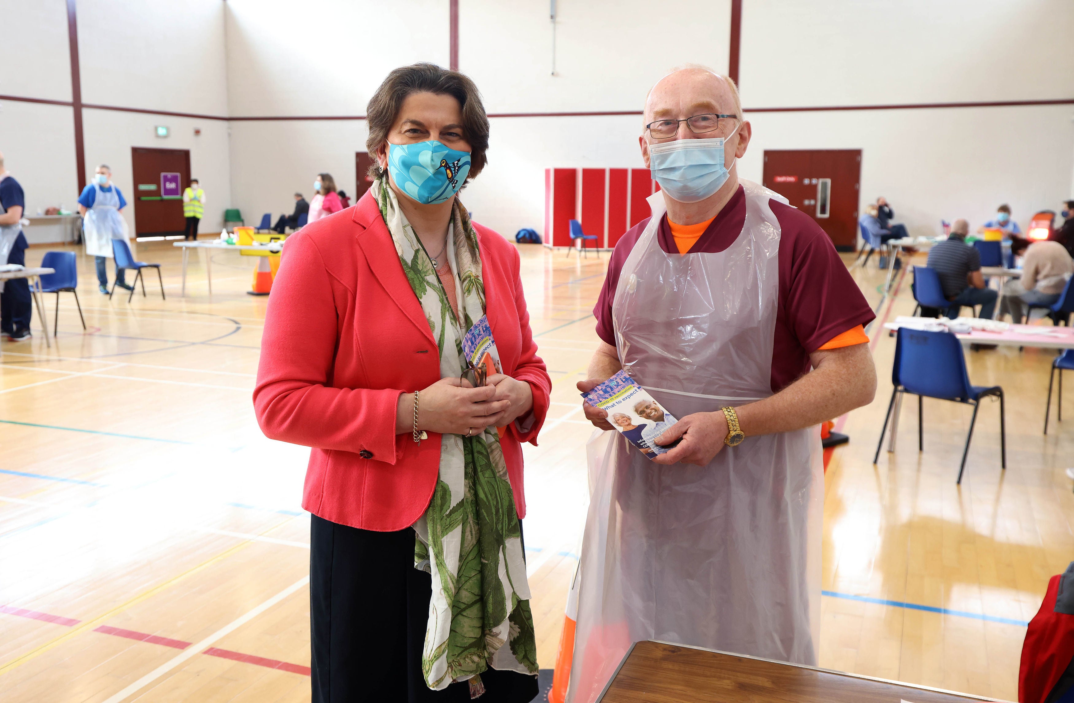 Arlene Foster gets her first Covid vaccination in Co Fermanagh from local GP Dr John Porteous