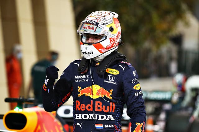 Max Verstappen celebrates after clinching pole