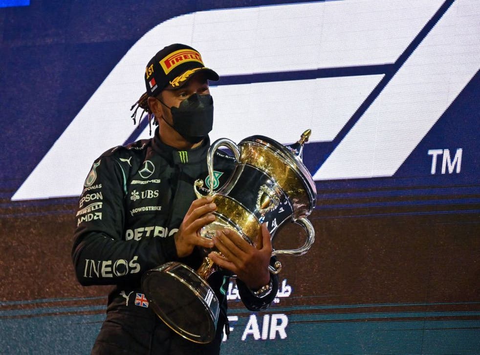<p>Hamilton wins the Bahrain Grand Prix</p>