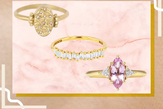 <p>Consider whether your lifestyle will allow for a more fragile gem, and how it will fit together with your wedding band</p>